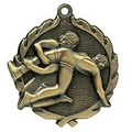 Medal, "Wrestling" Wreath - 2 1/2" Dia.